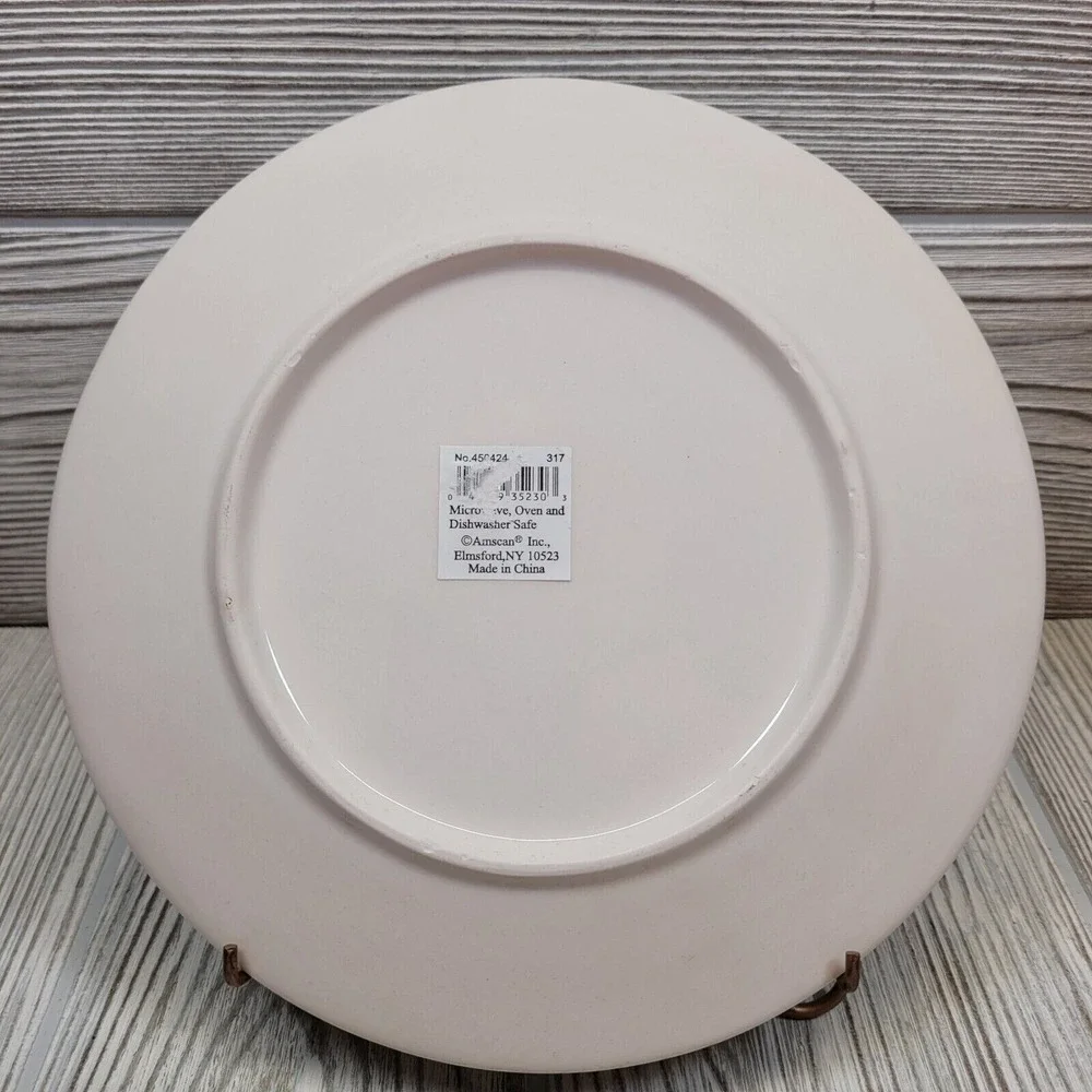 Amscan Holiday Traditions Plate Cream Snowman Tidings of Joy Christmas Tablewear